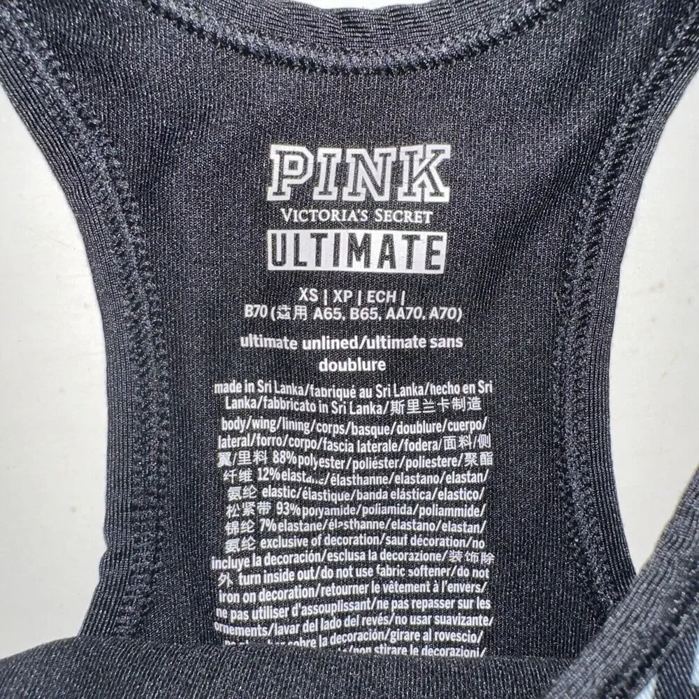 Victoria's Secret PINK Ultimate Rainbow 86 White Back Racerback Sport Bra SizeXS